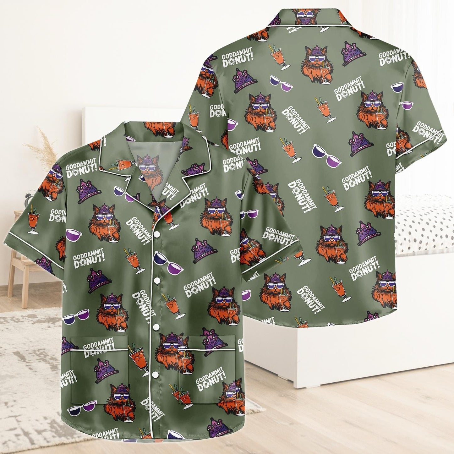 Dungeon Crawler Carl Short Satin Pajamas, Sci Fi Book Pajamas, Dungeon Crawler Carl Pajamas For Fan, Cozy Reading Matching Pajamas Set