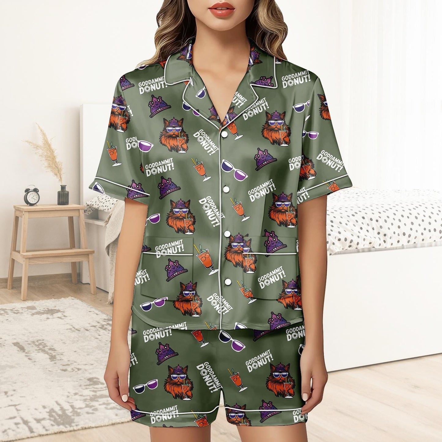 Dungeon Crawler Carl Short Satin Pajamas, Sci Fi Book Pajamas, Dungeon Crawler Carl Pajamas For Fan, Cozy Reading Matching Pajamas Set