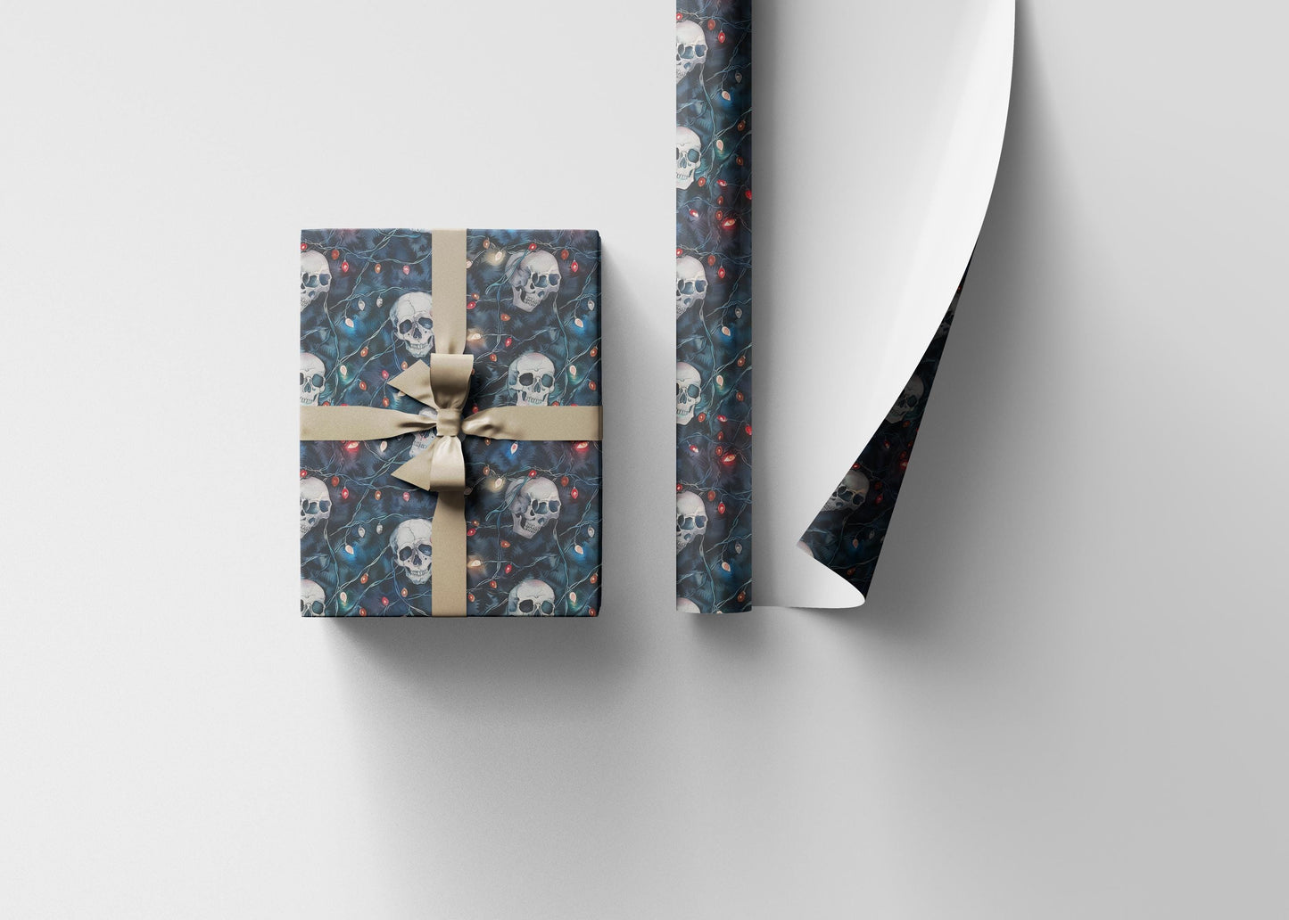 Dark Christmas Wrapping Paper Roll, Gothic Skull Design for Gothmas Gift Wrapping and Decor #14