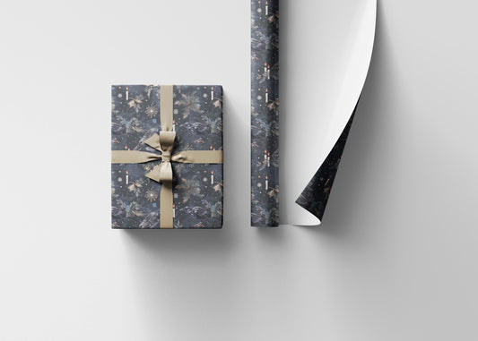 Gothic Christmas Gift Wrap Roll, Skulls and Stars Holiday Wrapping Paper for Dark Winter Decor #8