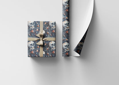 Alternative Gothic Christmas Wrapping Paper Roll, Skulls and Snow Design for Gothmas Packaging #17