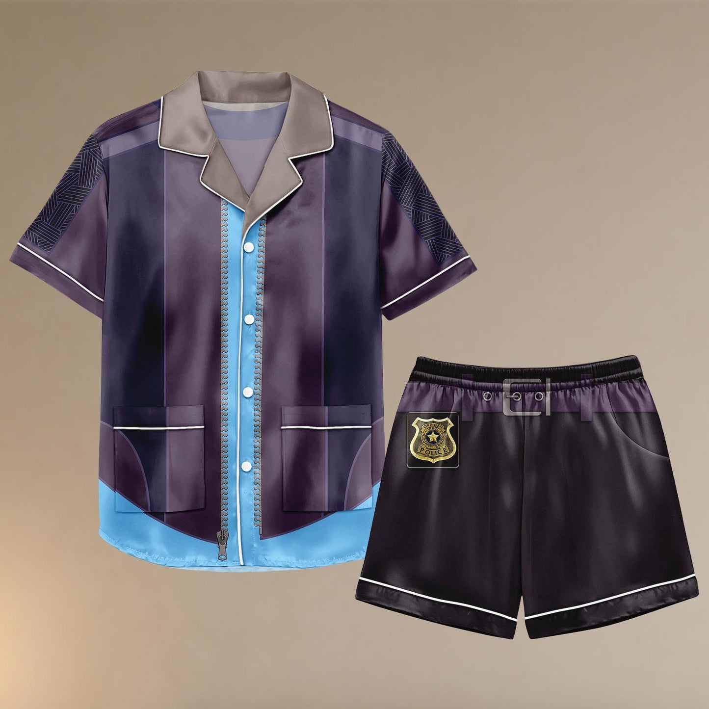 Judy Hopps Satin Pajama Set, Police Costume Sleepwear, Zootopia 2 Sleepwear, Costume Cosplay Loungewear, Gift For Her, Cosplay Gift