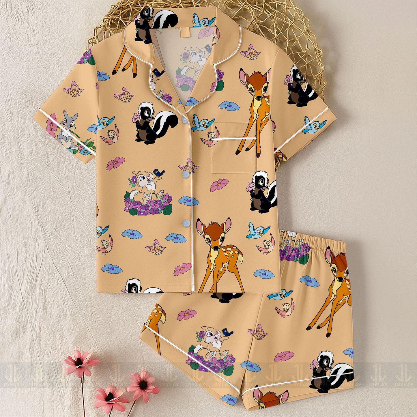 Thumper Bambi Unisex Satin Pajamas Set, Spooky Season Pajamas , Long Sleeve And Short Styles