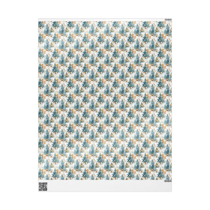 Winter Nature Wrapping Paper Roll with Pinecones and Trees, Christmas Gift Wrap for Outdoorsy Gifts #8