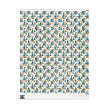 Winter Nature Wrapping Paper Roll with Pinecones and Trees, Christmas Gift Wrap for Outdoorsy Gifts #8