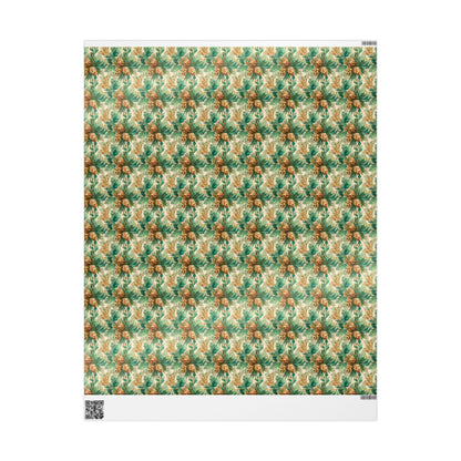 Pinecone and Evergreen Wrapping Paper Roll, Forest Christmas Gift Wrap for Rustic Winter Packaging #12