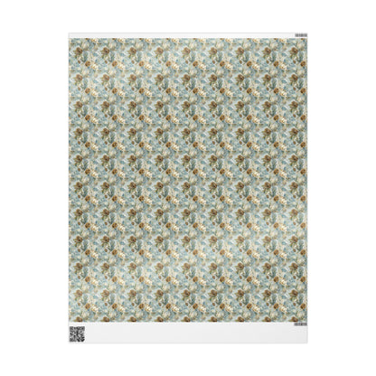 Winter Tree Wrapping Paper Roll, Christmas Gift Wrap with Pinecones and Woodland Decor Theme #13
