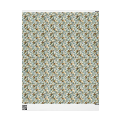 Winter Tree Wrapping Paper Roll, Christmas Gift Wrap with Pinecones and Woodland Decor Theme #13