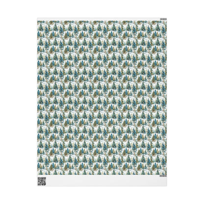 Woodland Christmas Wrapping Paper Roll, Pine Tree and Pinecone Design for Rustic Holiday Wrapping #7