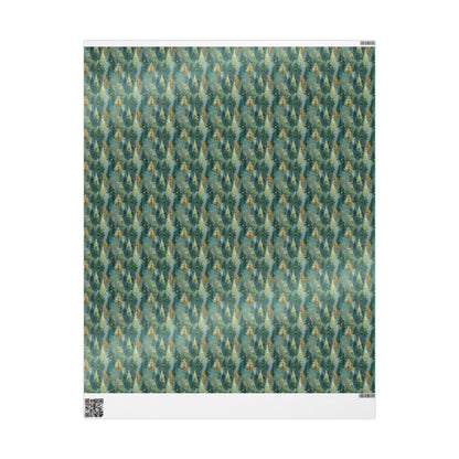 Christmas Gift Wrap Roll with Pine Trees and Pinecones, Rustic Winter Forest Wrapping Paper #16