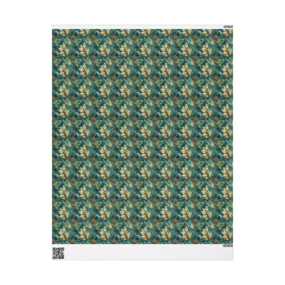Winter Forest Holiday Wrapping Paper Roll, Pine Tree and Cone Gift Wrap for Christmas Gifts #17