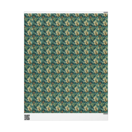 Winter Forest Holiday Wrapping Paper Roll, Pine Tree and Cone Gift Wrap for Christmas Gifts #17