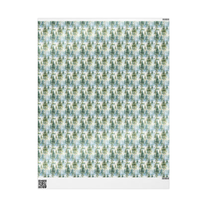 Winter Pine Tree Wrapping Paper Roll, Holiday Gift Wrap with Forest and Pinecone Design #29