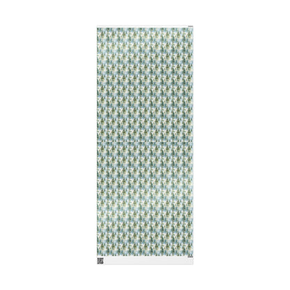 Winter Pine Tree Wrapping Paper Roll, Holiday Gift Wrap with Forest and Pinecone Design #29