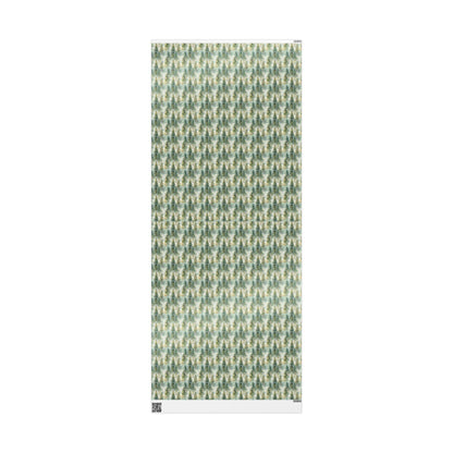 Woodland Christmas Wrapping Paper Roll, Pine Tree and Pinecone Gift Wrap for Winter Holidays #28
