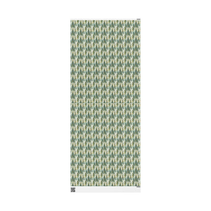Woodland Christmas Wrapping Paper Roll, Pine Tree and Pinecone Gift Wrap for Winter Holidays #28