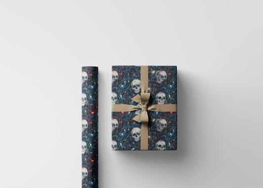 Dark Christmas Wrapping Paper Roll, Gothic Skull Design for Gothmas Gift Wrapping and Decor #14