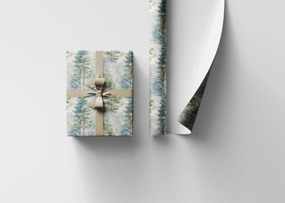Christmas Tree and Pinecone Wrapping Paper Roll, Rustic Winter Gift Wrap for Seasonal Gifting #27