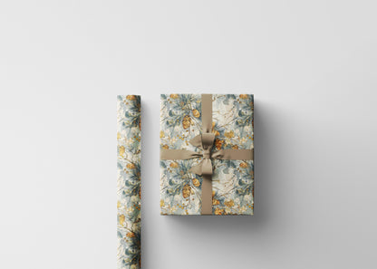 Winter Forest Wrapping Paper Roll, Evergreen Pinecone Gift Wrap for Holiday and Seasonal Gifts #21