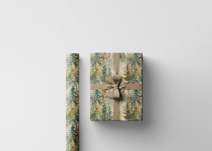 Pine Tree Wrapping Paper Roll, Rustic Winter Christmas Gift Wrap with Pinecones and Forest Vibes #18