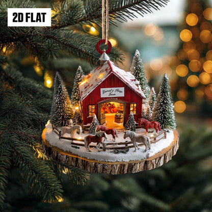 Personalized Horse Farm Christmas Ornament, Rustic Country Holiday Tree Decoration, Country Farmhouse Christmas Decor, Holiday Gift