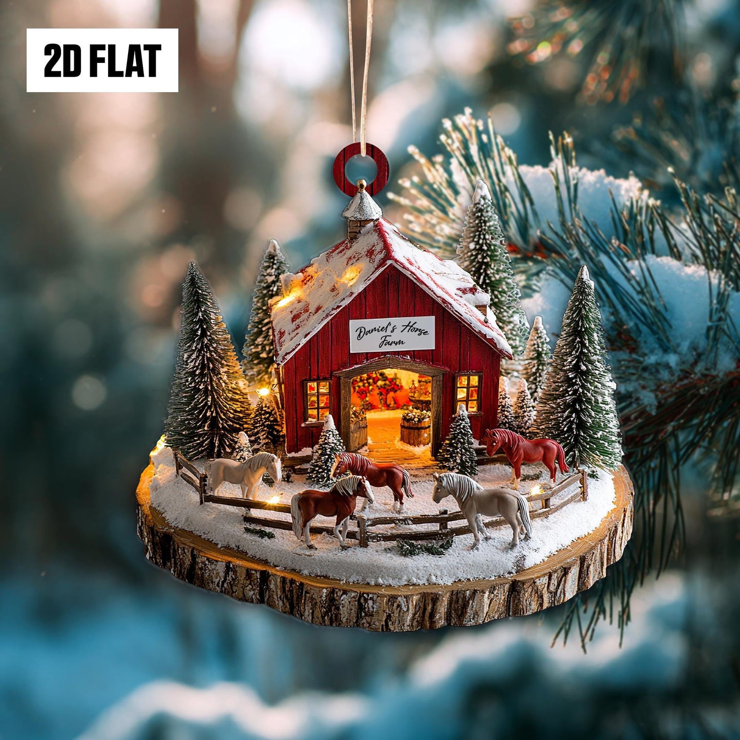 Personalized Horse Farm Christmas Ornament, Rustic Country Holiday Tree Decoration, Country Farmhouse Christmas Decor, Holiday Gift