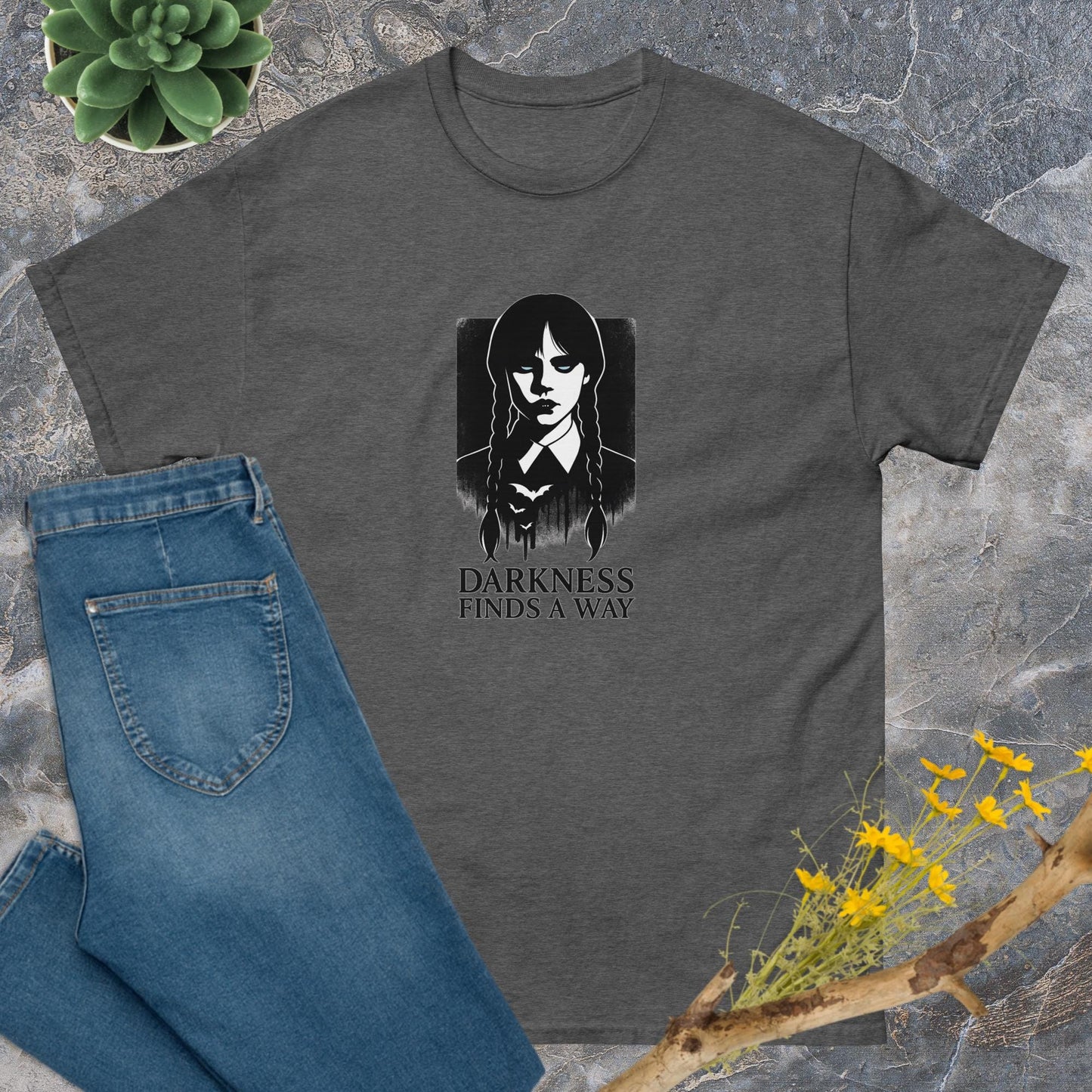 Wednesday Darkness Finds a Way T-Shirt – TV Show Inspired Unisex Tee | Gothic Quote Shirt