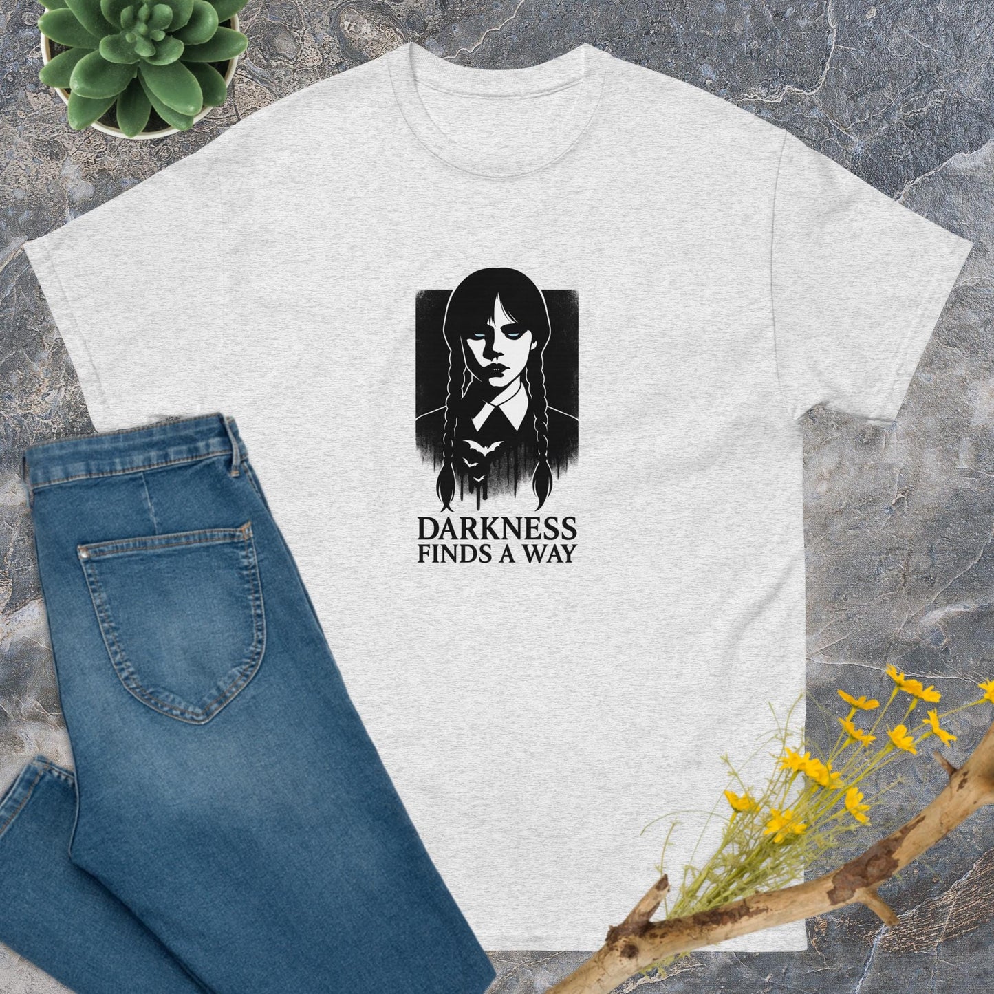 Wednesday Darkness Finds a Way T-Shirt – TV Show Inspired Unisex Tee | Gothic Quote Shirt