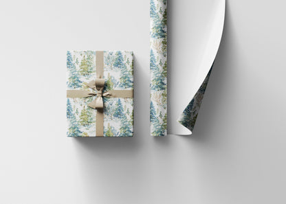 Christmas Pinecone Wrapping Paper Roll, Winter Trees and Forest Design for Cozy Gift Wrapping #10