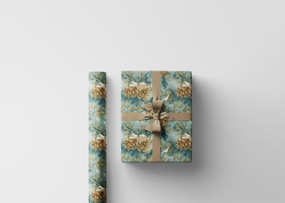 Winter Pinecone Wrapping Paper Roll, Evergreen Tree Gift Wrap for Christmas and Woodland Decor #3