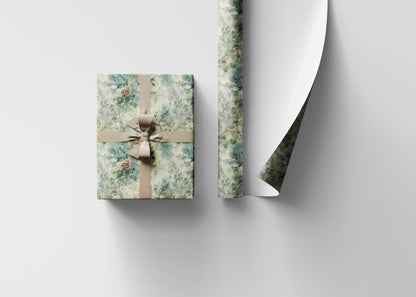Winter Forest Wrapping Paper Roll, Pinecones and Trees Gift Wrap for Christmas and Holiday Packaging #1