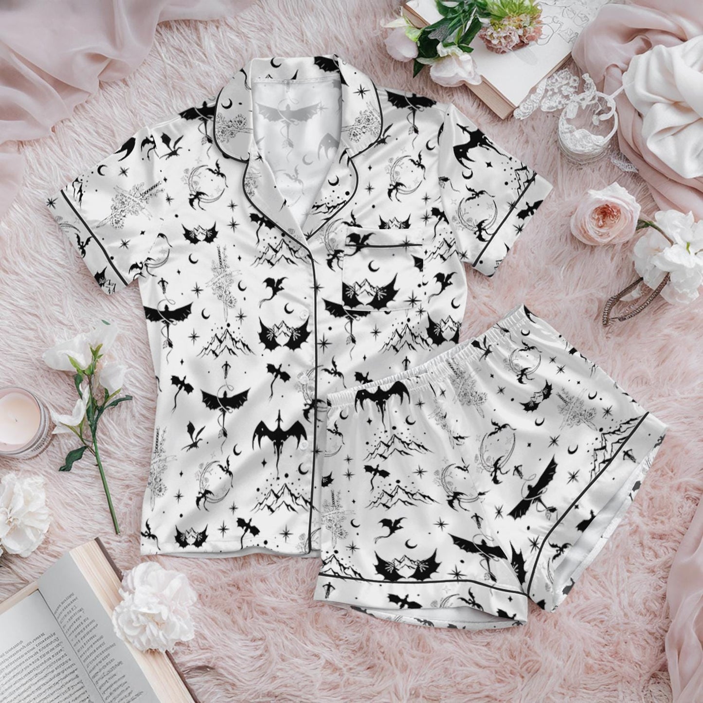 Dragon Pajamas Set, Bookish Club Holiday Pajamas, Matching Family Pajamas Set, Fourth Wing Pajamas Pants, Dragon Love Sleepwear