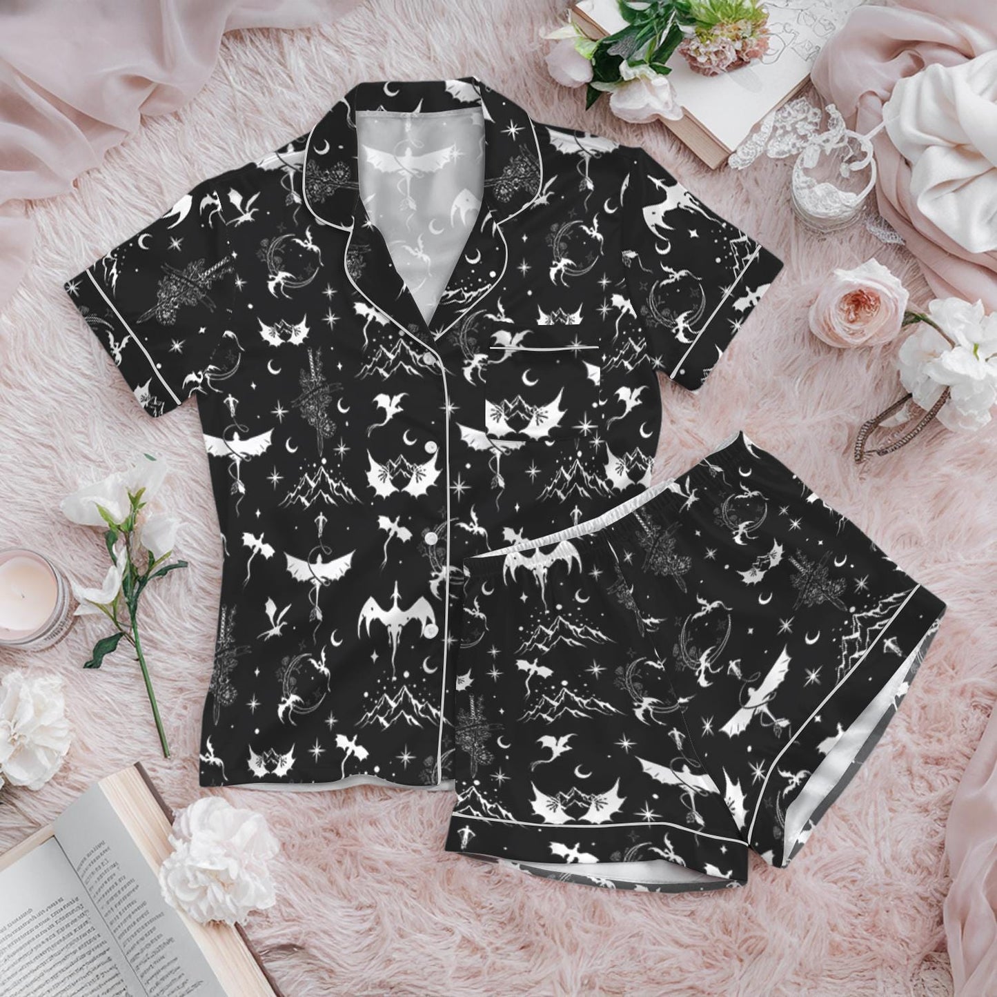 Dragon Pajamas Set, Bookish Club Holiday Pajamas, Matching Family Pajamas Set, Fourth Wing Pajamas Pants, Dragon Love Sleepwear