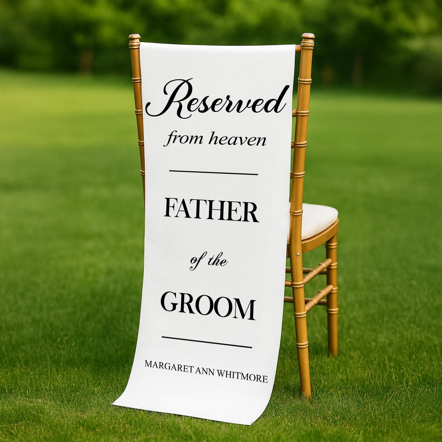 Custom In Loving Memory Chair Sign, Personalized Wedding Memorial Banner, Remembrance Sign for Ceremony, Personalized Tribute Wedding Decor