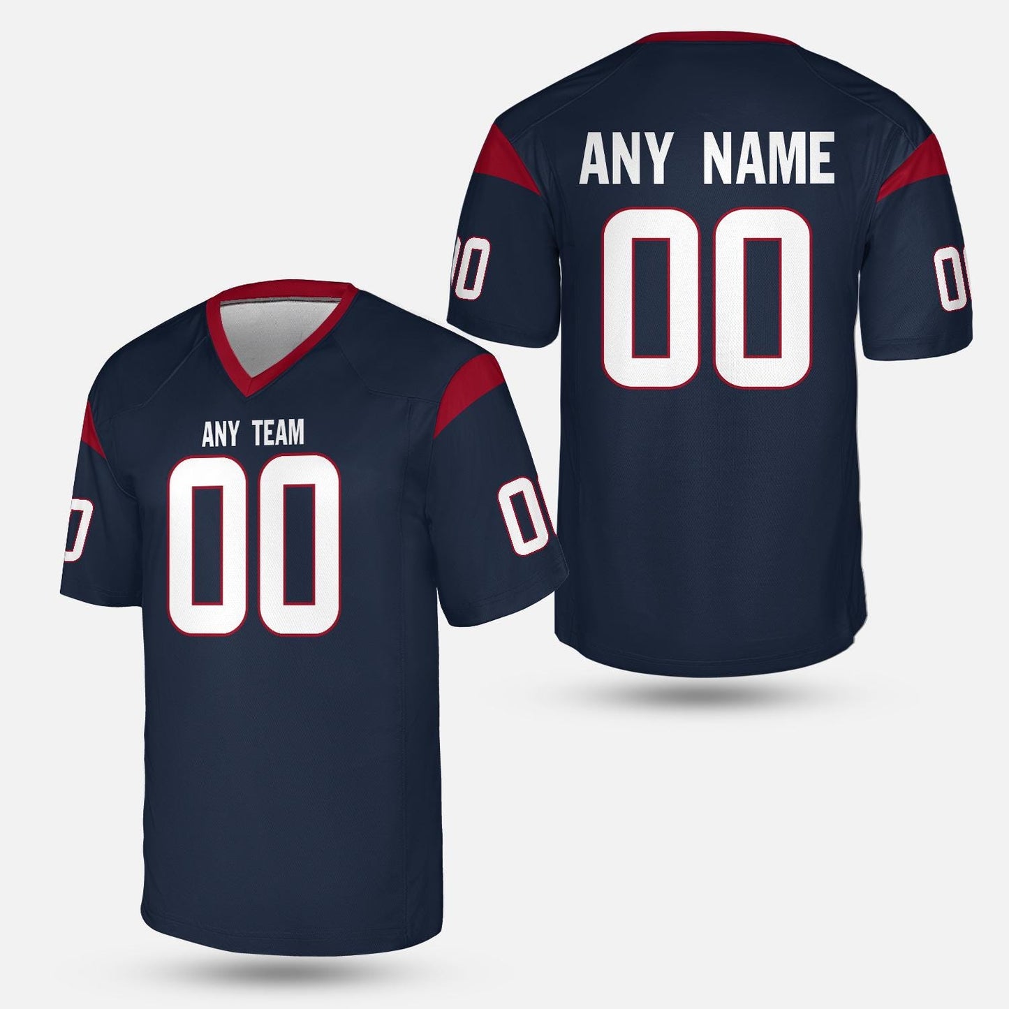 Personalize Bayou Blue and Red Football Jersey – Southern Gameday Tee | Custom Name and Number Fan Shirt | Houston Style Unisex Shirt