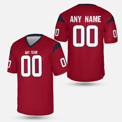 Personalize Bayou Blue and Red Football Jersey – Southern Gameday Tee | Custom Name and Number Fan Shirt | Houston Style Unisex Shirt