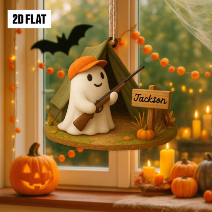 Personalized Ghost Hunting 2D FLAT Acrylic Ornament, Hunting Lovers Halloween Gift, Halloween Ornament for Hunting Lovers, Hunting Ornament
