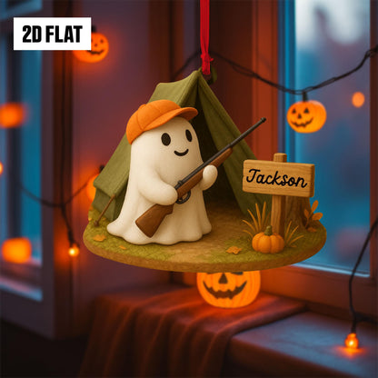 Personalized Ghost Hunting 2D FLAT Acrylic Ornament, Hunting Lovers Halloween Gift, Halloween Ornament for Hunting Lovers, Hunting Ornament