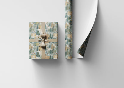 Christmas Town Wrapping Paper Roll, Premium Gift Wrap with Snowy Village and Holiday Decor #4