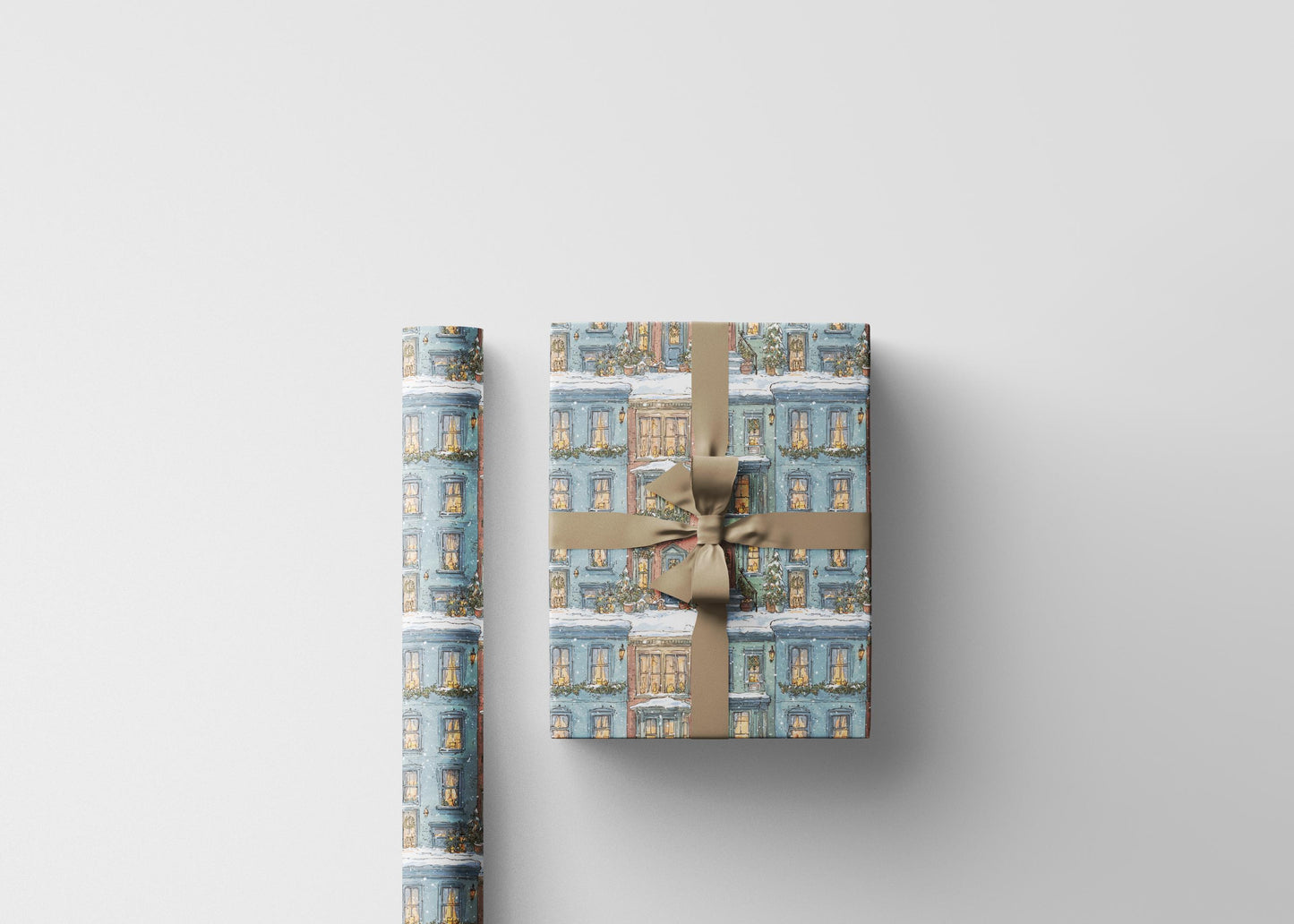 Christmas Village Wrapping Paper Roll, Premium Holiday Gift Wrap with Snowy Town and Winter Houses #1