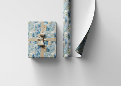 Holiday Village Wrapping Paper Roll, Premium Christmas Gift Wrap with Cozy Town Illustration #8