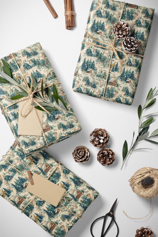 Snowy Town Wrapping Paper Roll, Premium Christmas Village Scene for Holiday Gift Wrapping #16