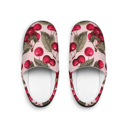 Womens Slippers Gift Cherry Women's Indoor Slippers Cozy House Shoes Floral Slippers Comfortable Footwear Gift for Her Relaxing Home