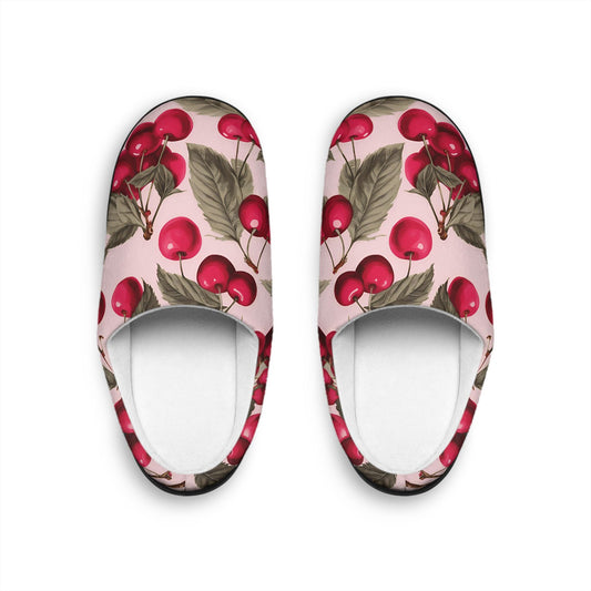 Womens Slippers Gift Cherry Women's Indoor Slippers Cozy House Shoes Floral Slippers Comfortable Footwear Gift for Her Relaxing Home