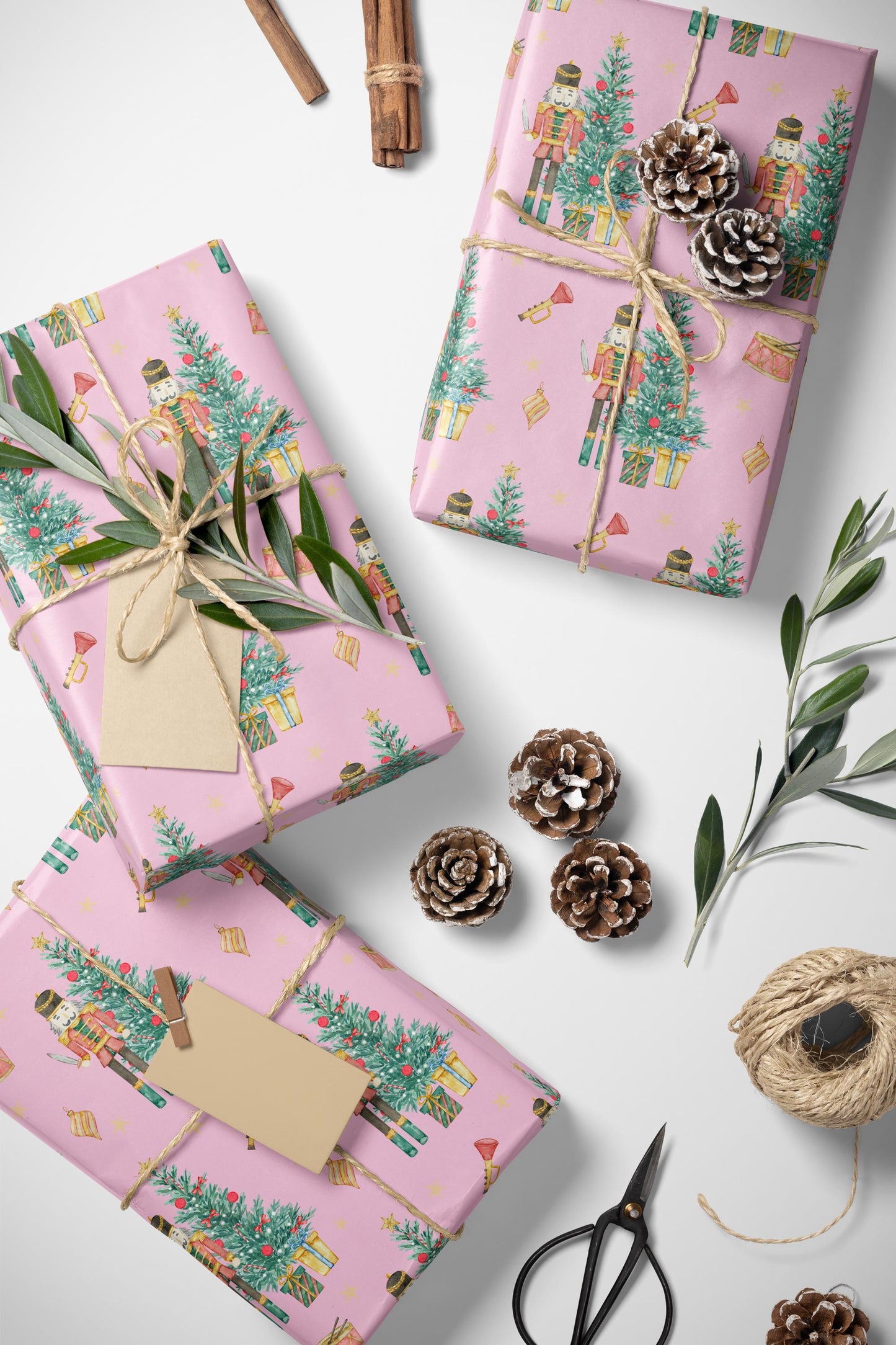 Premium Nutcracker Wrapping Paper Roll, Holiday Gift Wrap with Toy Soldier and Festive Ornaments #3