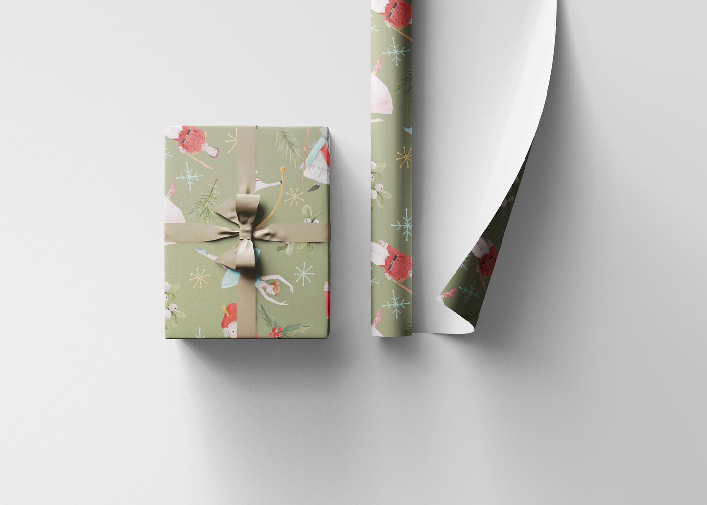 Christmas Wrapping Paper Roll with Nutcracker Print, Holiday Gift Wrap for Ballet and Winter Season Gifting #2
