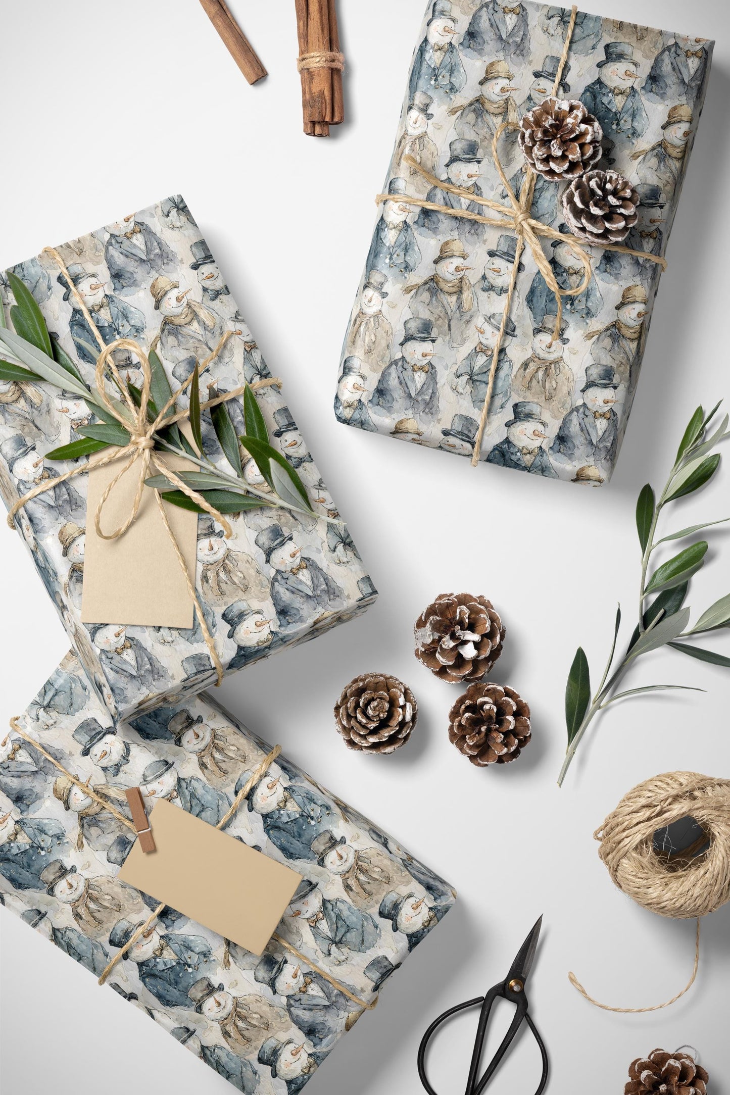 Whimsical Snowman Wrapping Paper Roll, Christmas Gift Wrap with Snowflakes and Holiday Cheer #10