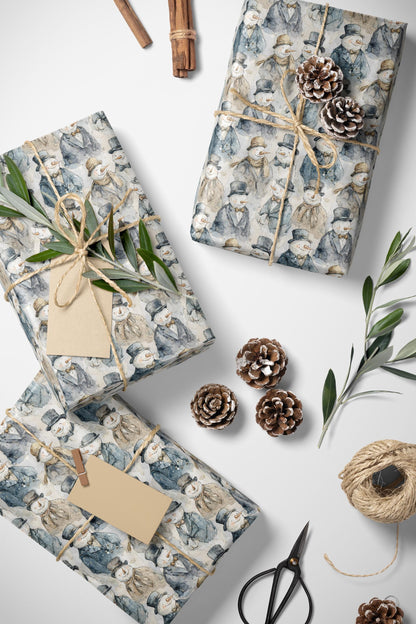 Whimsical Snowman Wrapping Paper Roll, Christmas Gift Wrap with Snowflakes and Holiday Cheer #10