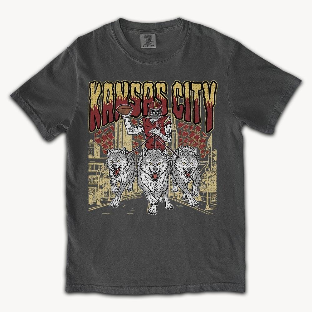 Kansas City Football Skull Vintage Shirt, Gift For Fan Football Game Day Unisex Shirt