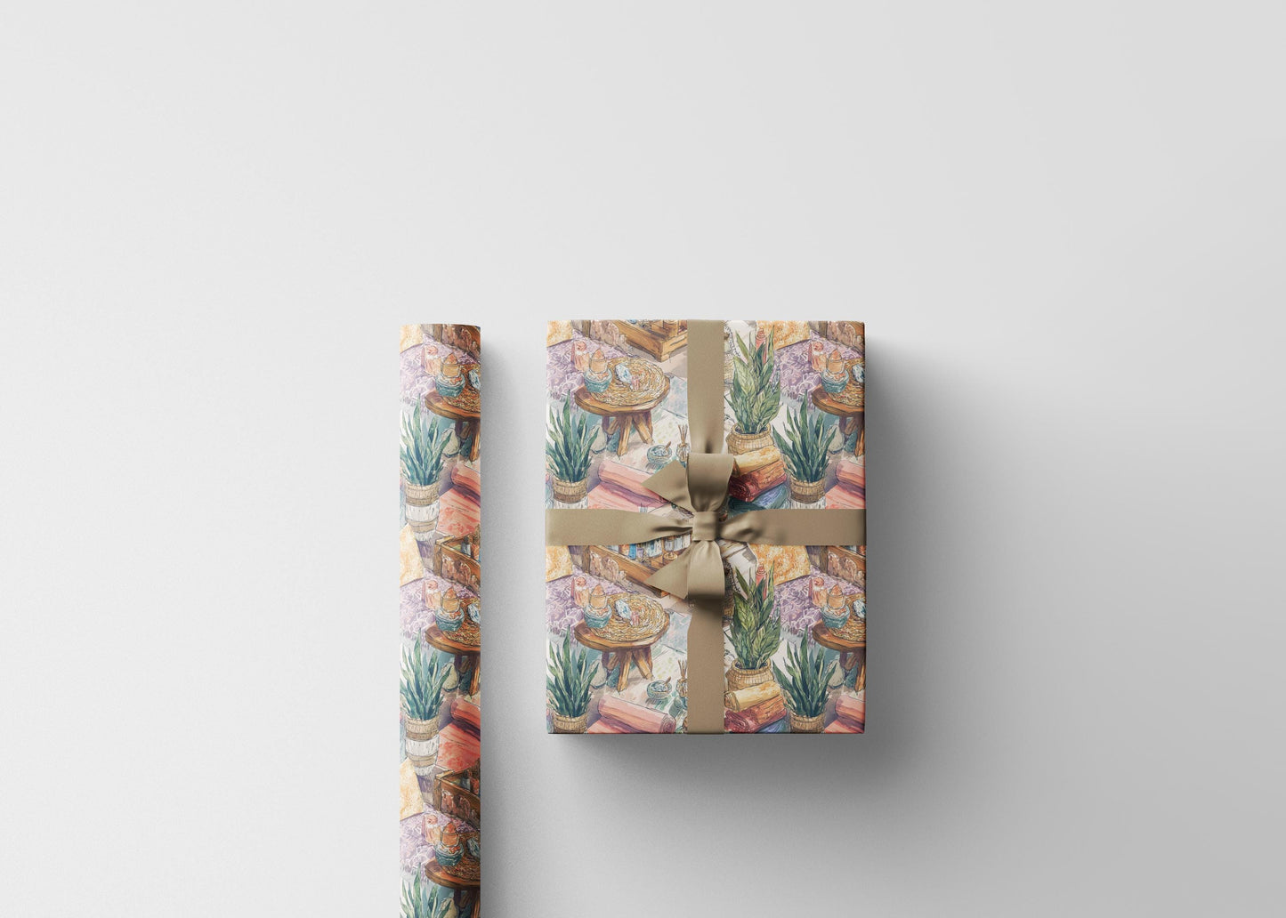 Christmas Yoga Wrapping Paper Roll with Namaste and Zen Motifs, Peaceful Holiday Gift Wrap for Yogis and Teachers #26